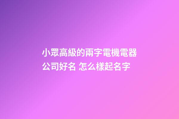 小眾高級的兩字電機電器公司好名 怎么樣起名字